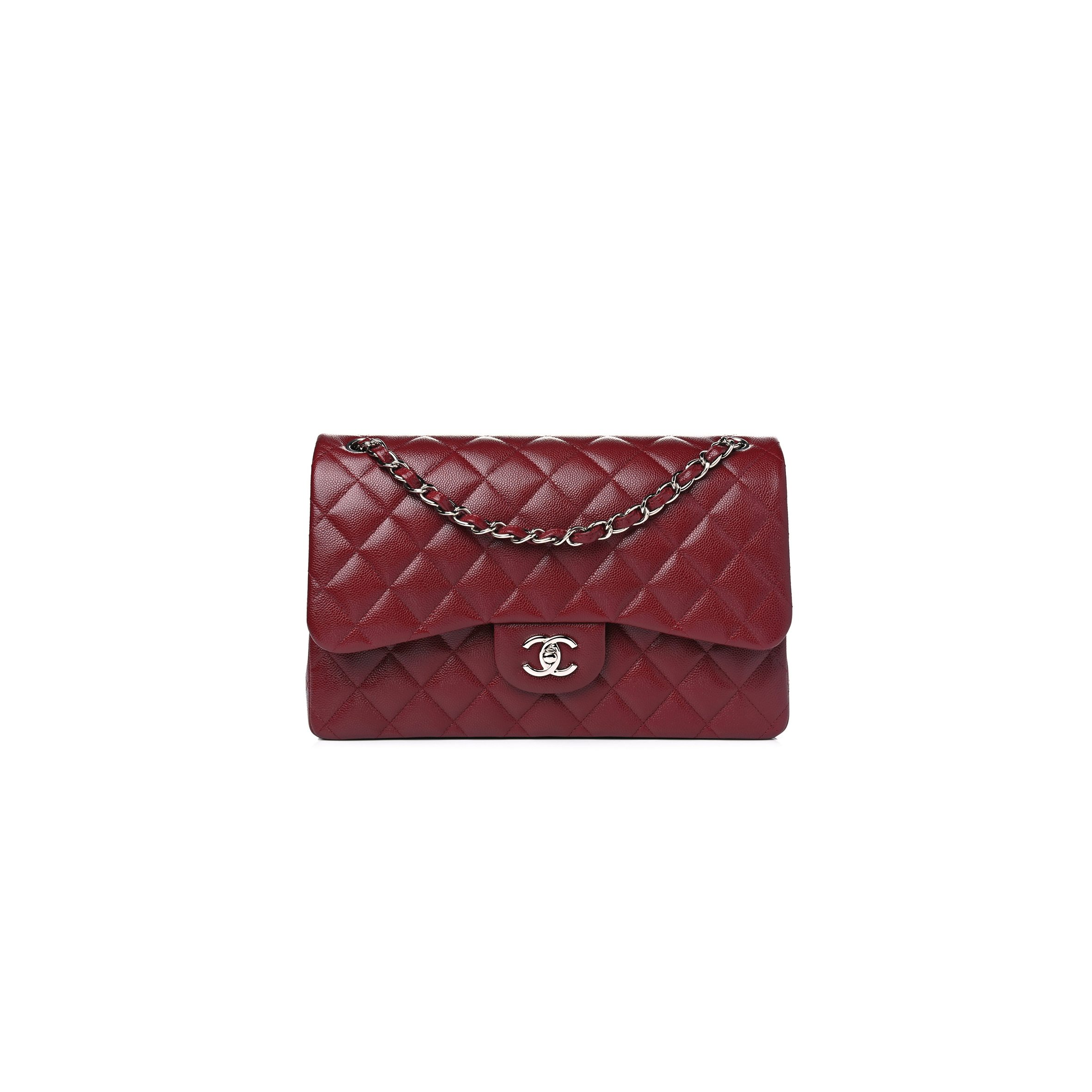 Ch*el medium caviar quilted flap burgundy (25.5*15.5*6.5cm)